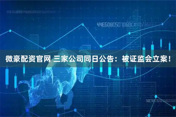 微豪配资官网 三家公司同日公告：被证监会立案！